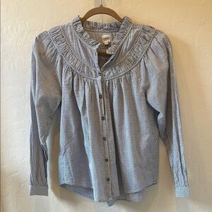 La Vie Rebecca Taylor size S black/white boho long-sleeved blouse.